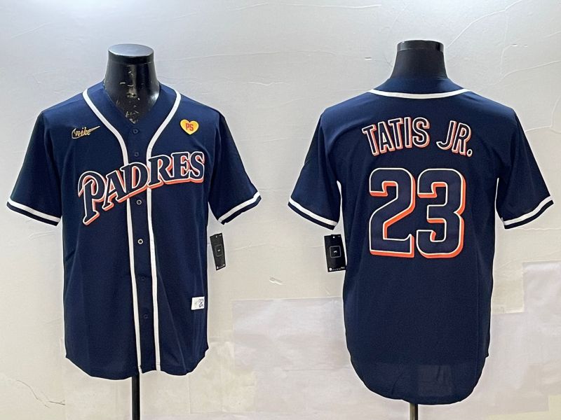 Men San Diego Padres 23 Tatis jr Blue Throwback Game 2025 Nike MLB Jersey style 6
